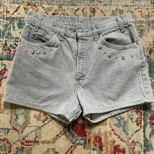 Vintage Women’s 80’s Levi Shorts Gray Embellished High Waisted Size 34. Festival